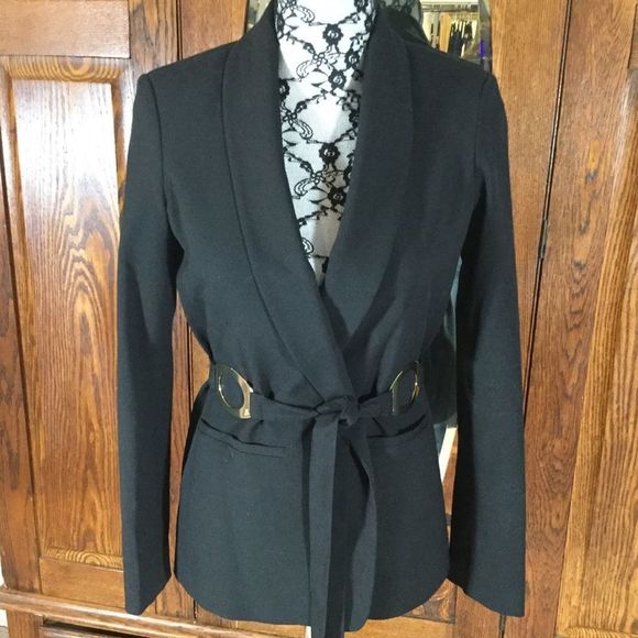 Calvin Klein Jackets & Blazers - Calvin Klein Jacket Black Long Sleeve Belted Size 4/P